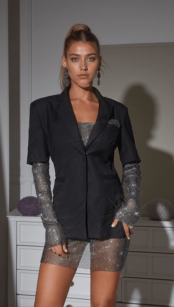 AIIZIE ODELIA MESH LONG SLEEVE BLAZER - product image