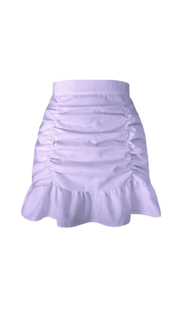 AIIZIE WHITE RUFFLE PLEATED MINI SKIRT - product image