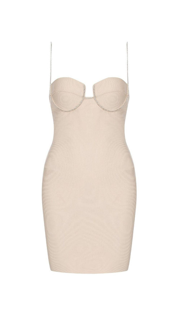 AIIZIE NUDE CRYSTAL STRAP BANDAGE MINI DRESS - product image