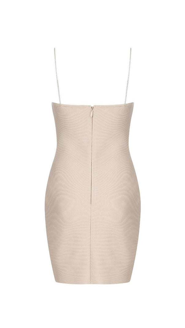 AIIZIE NUDE CRYSTAL STRAP BANDAGE MINI DRESS - product image