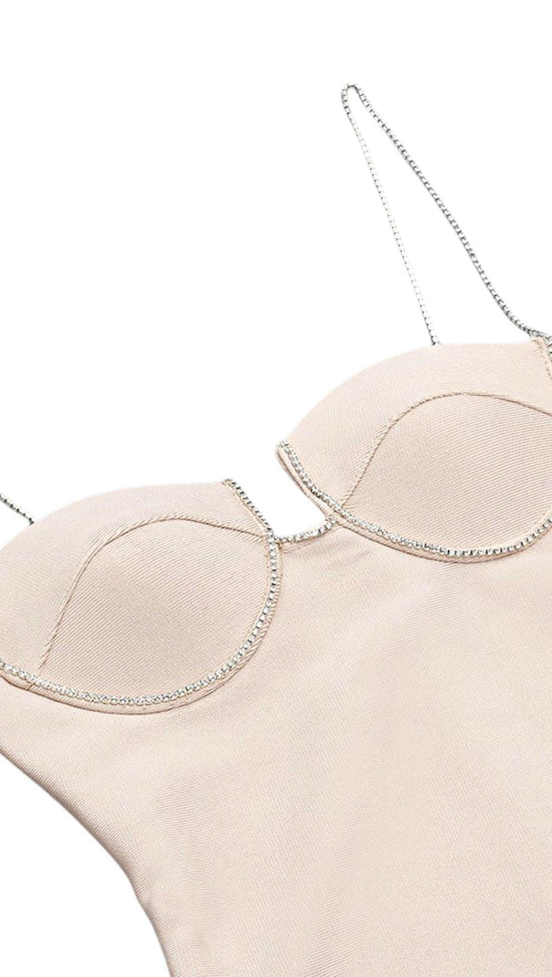 AIIZIE NUDE CRYSTAL STRAP BANDAGE MINI DRESS - product image