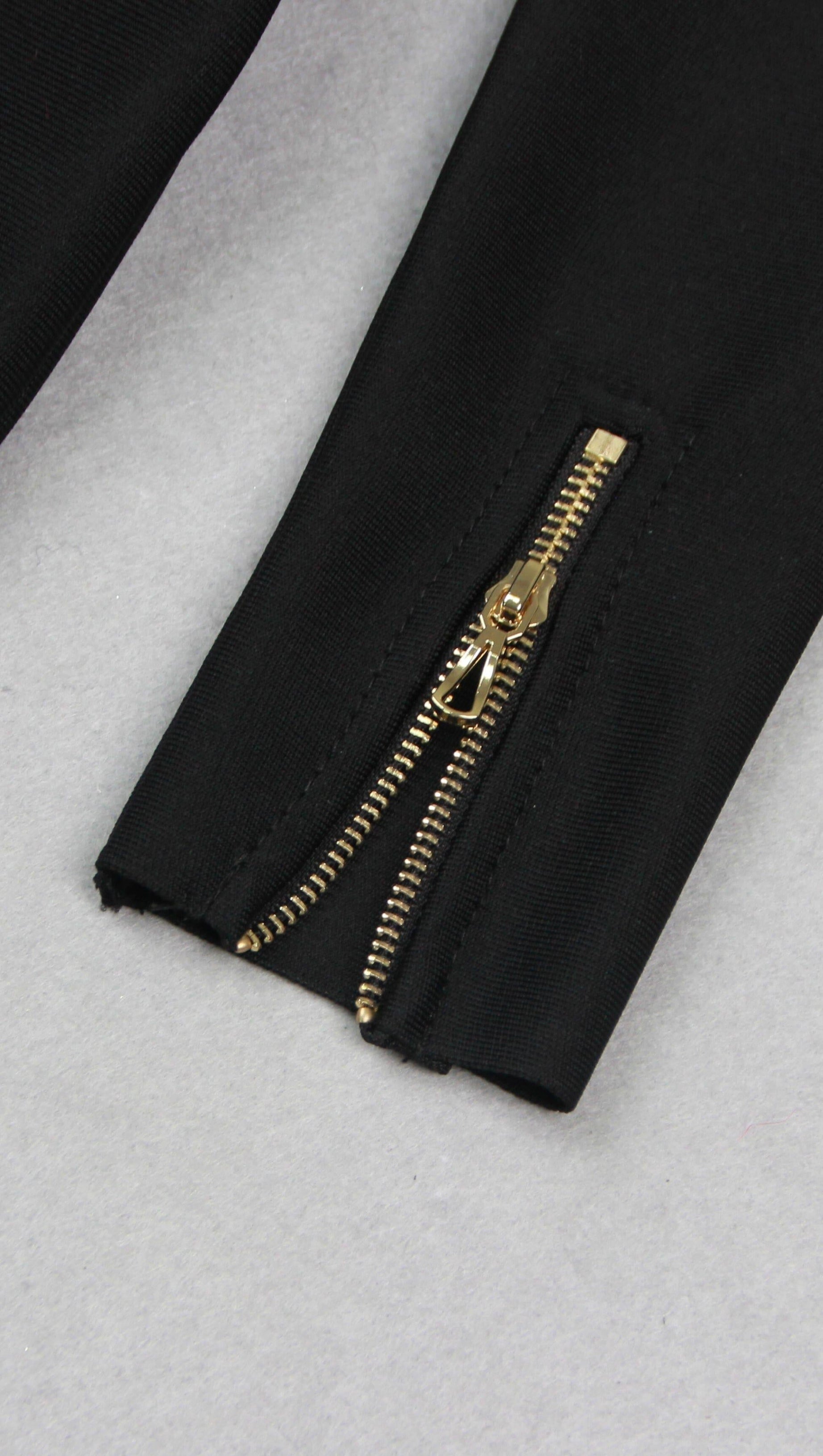 BLACK BIKER WOOL CREPE MIDI DRESS