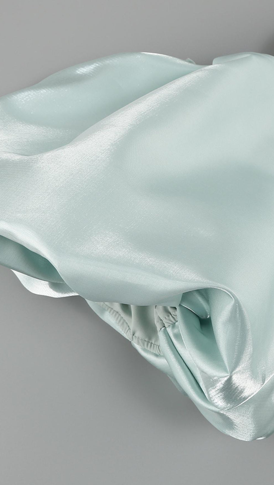 SATIN PUFF SLEEVE MINI DRESS IN GREEN