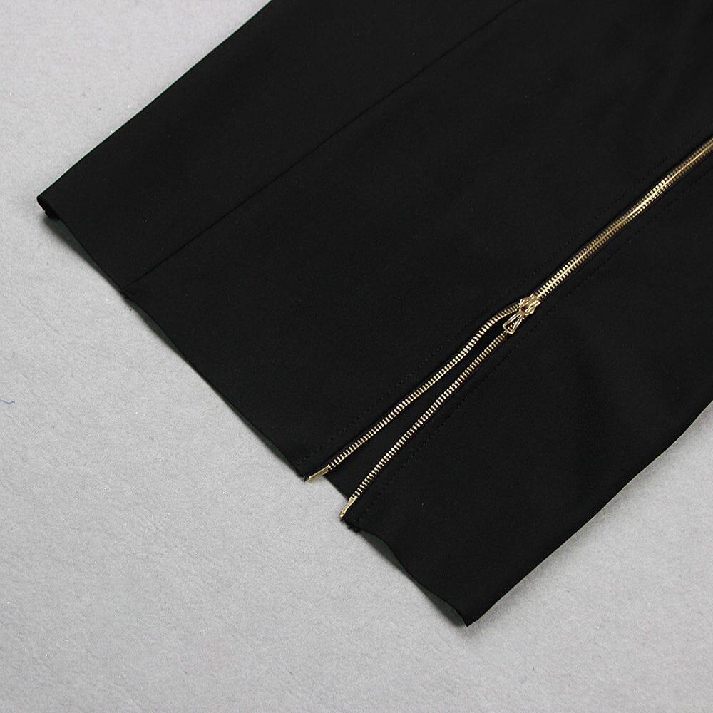 AIIZIE BLACK BIKER WOOL CREPE MIDI DRESS - product image