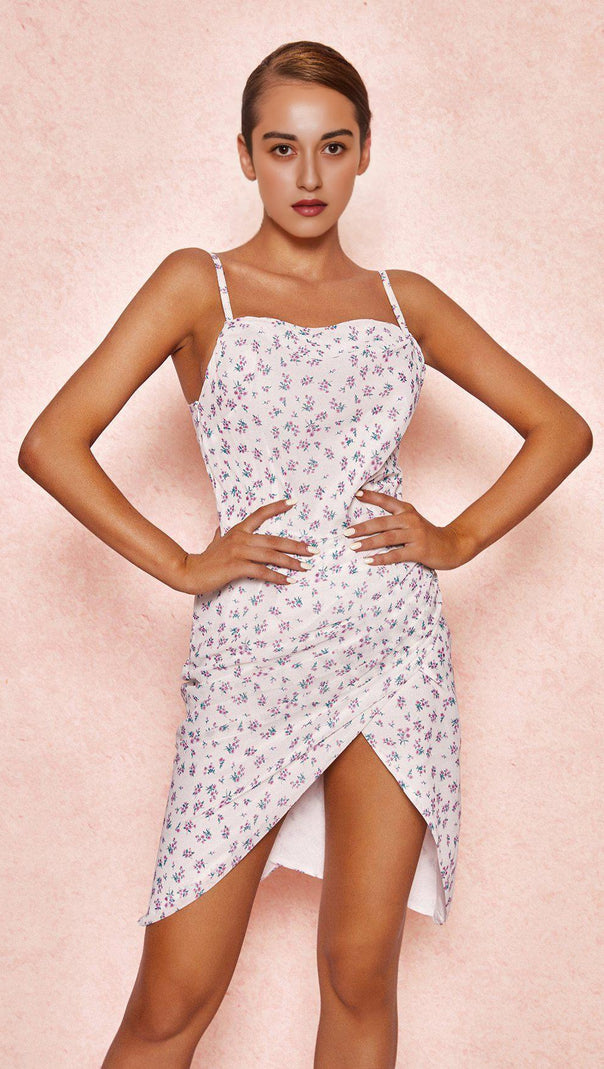 AIIZIE PINK FLORAL BODYCON MIDI DRESS - product image