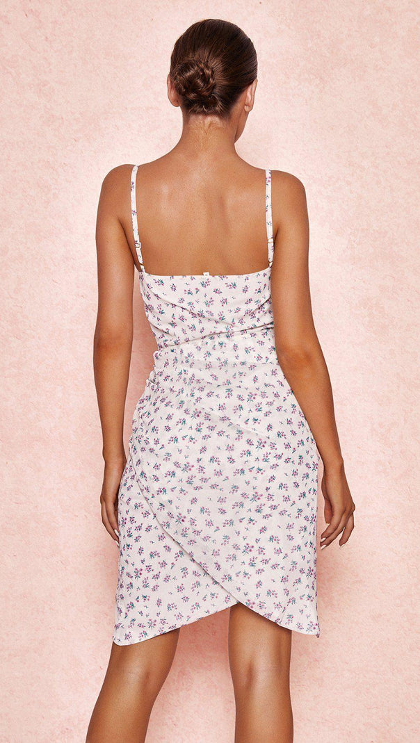 AIIZIE PINK FLORAL BODYCON MIDI DRESS - product image