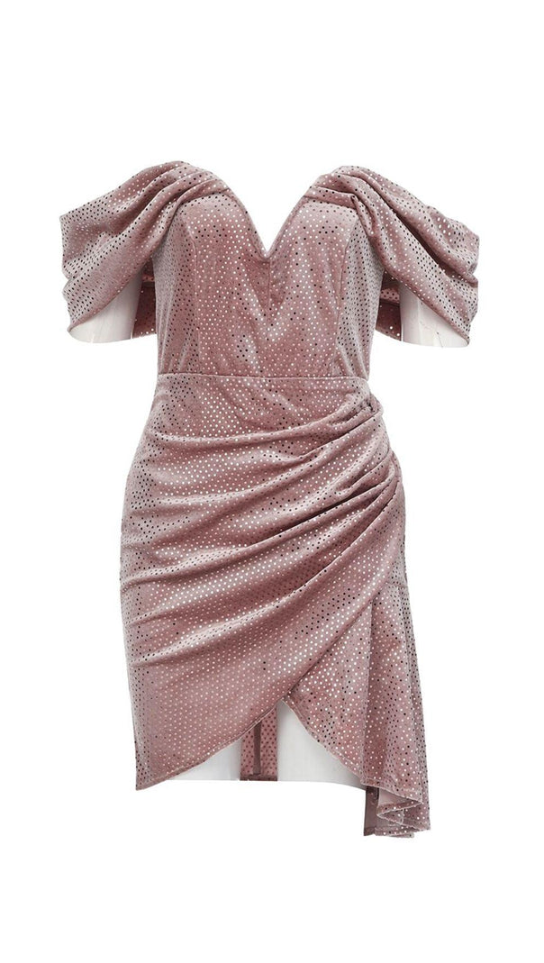 AIIZIE PINK VELVET DOT STRAPLESS MINI DRESS - product image