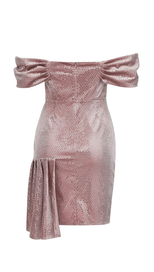 AIIZIE PINK VELVET DOT STRAPLESS MINI DRESS - product image