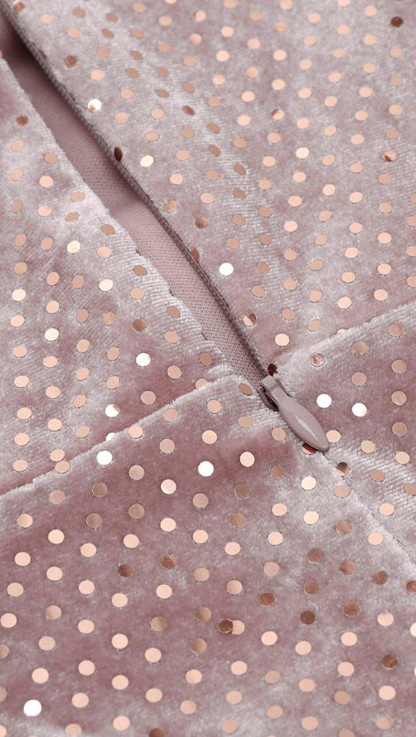 AIIZIE PINK VELVET DOT STRAPLESS MINI DRESS - product image