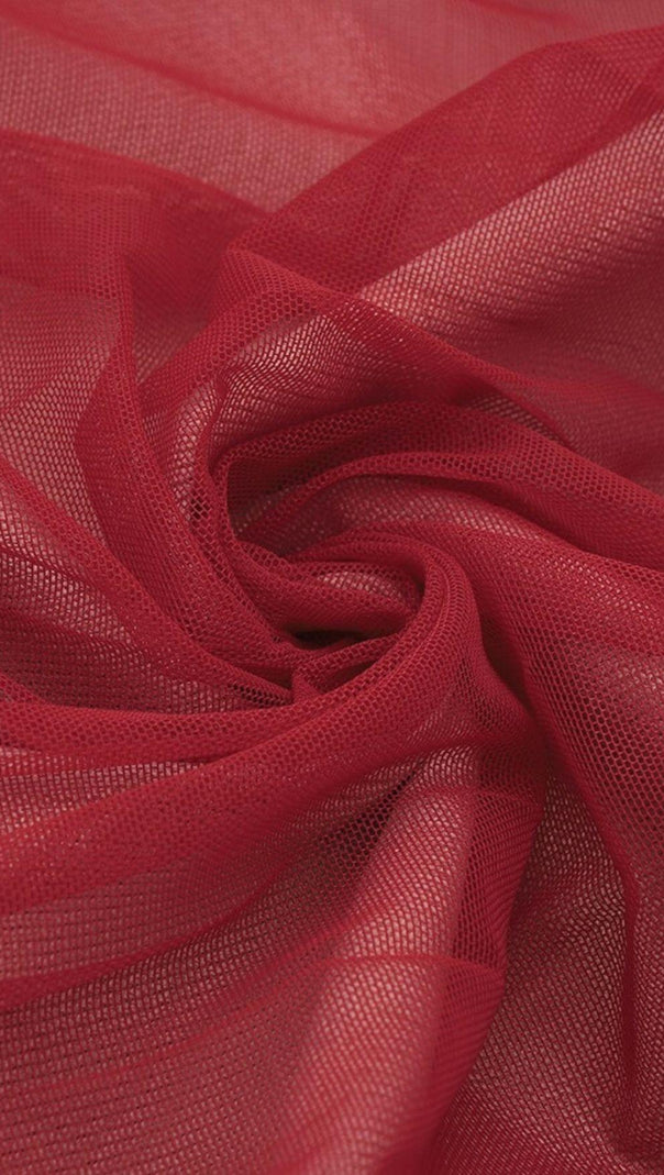 AIIZIE RED RUCHED BANDAGE MIDI DRESS - product image
