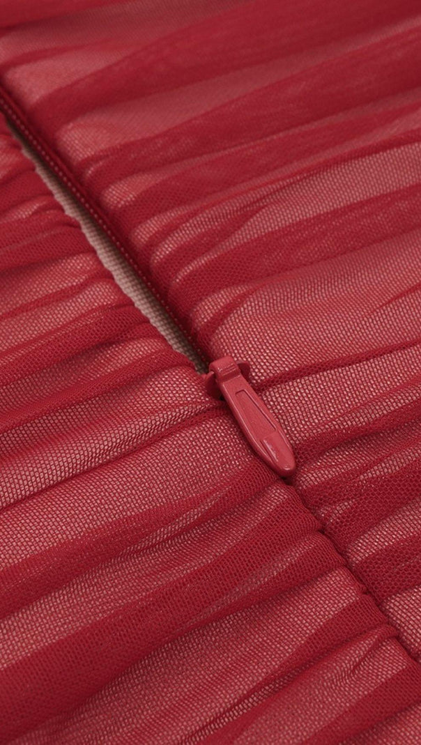 Red Ruched Bandage Midi Dress
