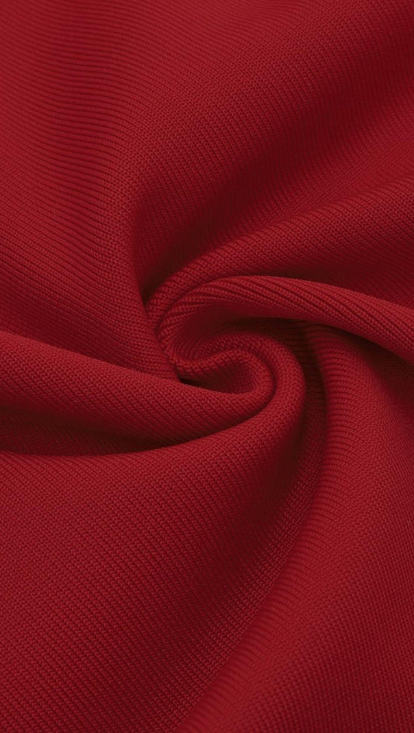 AIIZIE RED PUFF SEELVE BANDAGE MIDI DRESS - product image