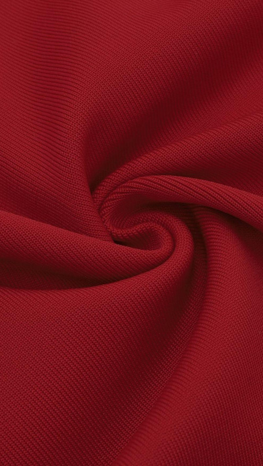 RED PUFF SEELVE BANDAGE MIDI DRESS