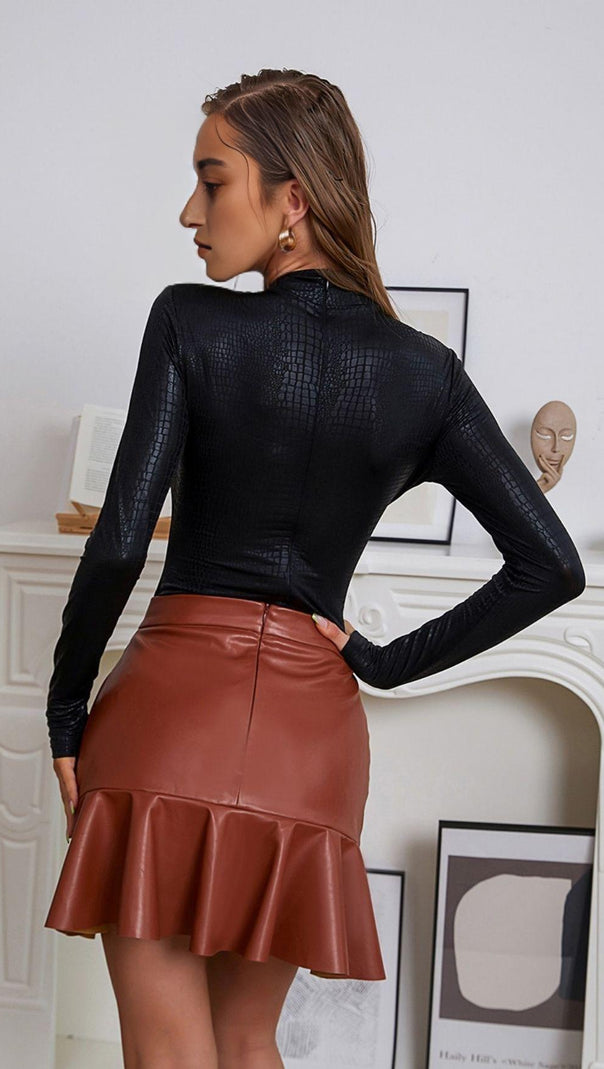 AIIZIE BLACK GRAIN BODYSUIT - product image