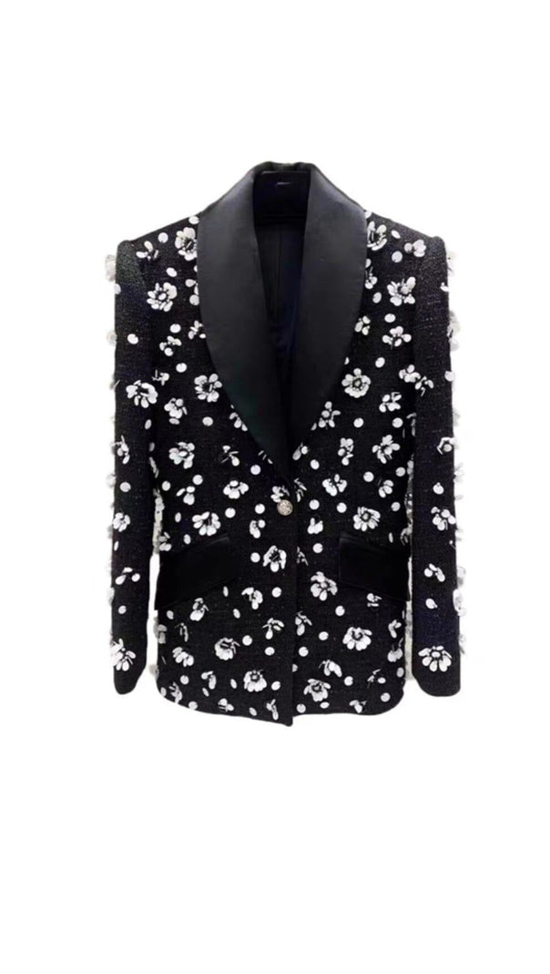 AIIZIE BLACK 3D BEAD FLORAL JACKET - product image