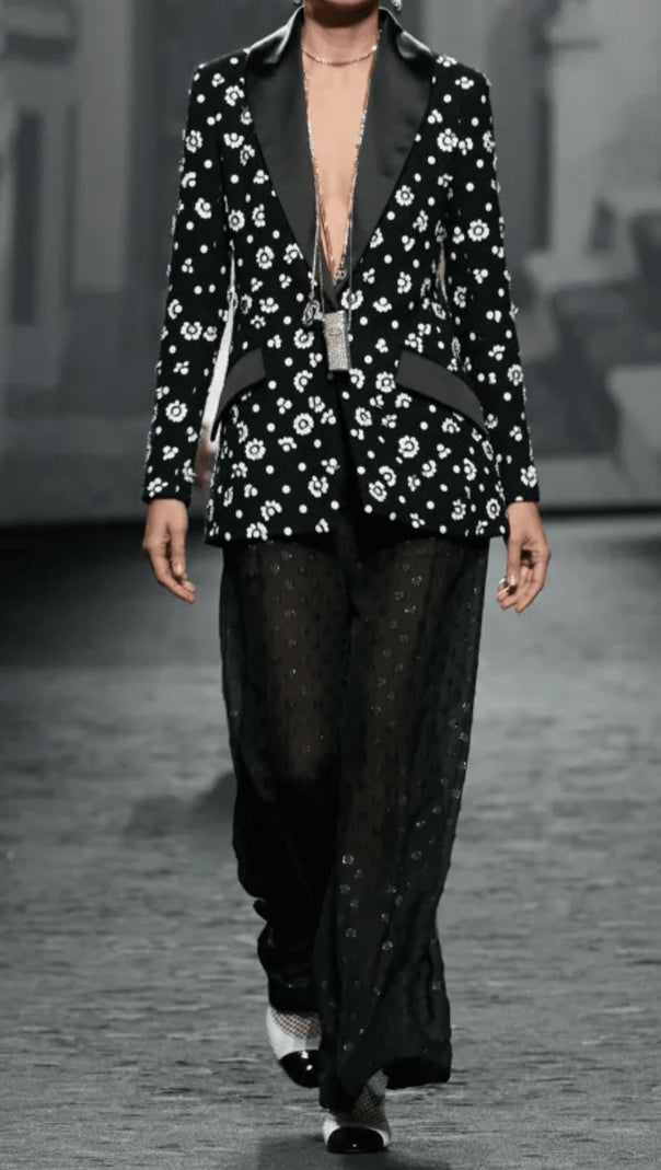 AIIZIE BLACK 3D BEAD FLORAL JACKET - product image