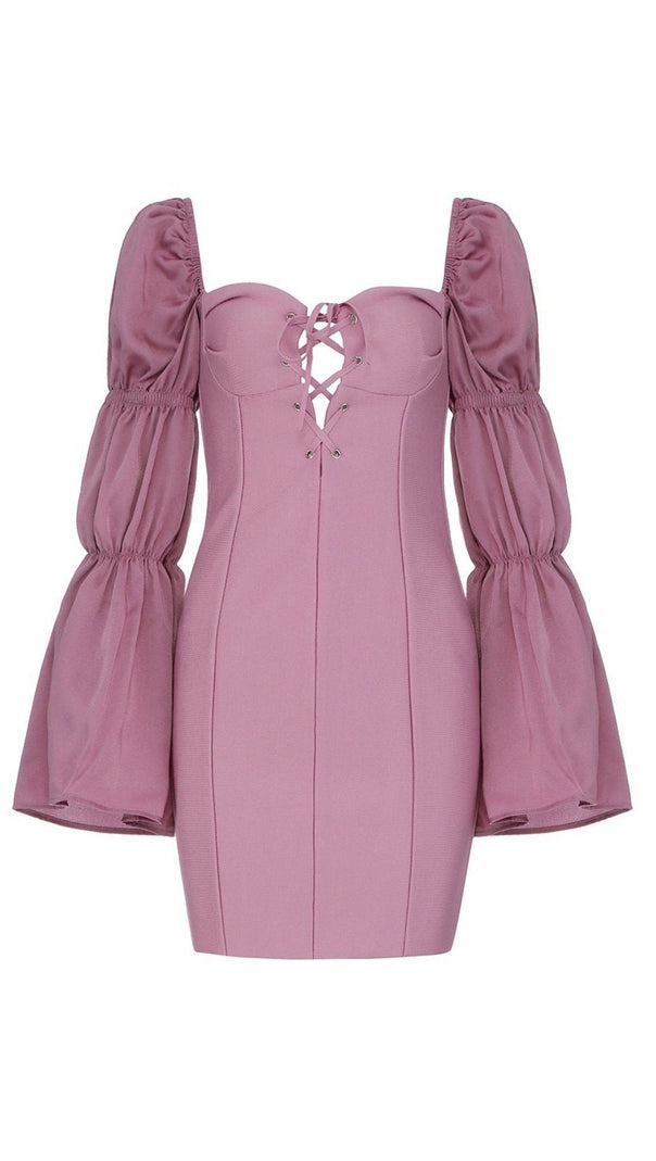 AIIZIE PINK PUFF SLEEVE MINI DRESS - product image
