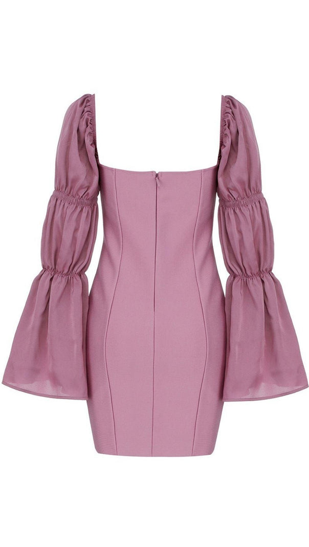 AIIZIE PINK PUFF SLEEVE MINI DRESS - product image
