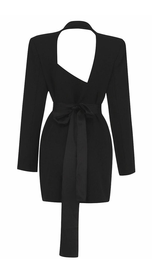 AIIZIE BLACK PLUNGE JECKET MINI DRESS - product image