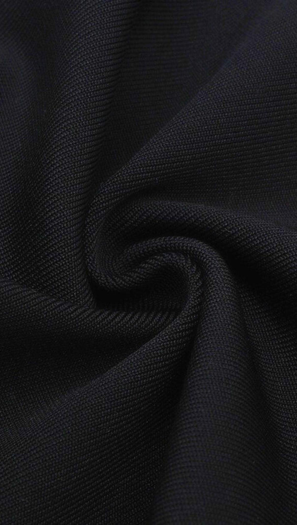 AIIZIE BLACK PLUNGE CRYSTAL BOW BANDAGE MINI DRESS - product image