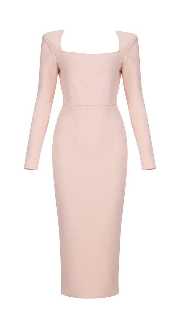 AIIZIE PINK LONG SLEEVE MIDI DRESS - product image