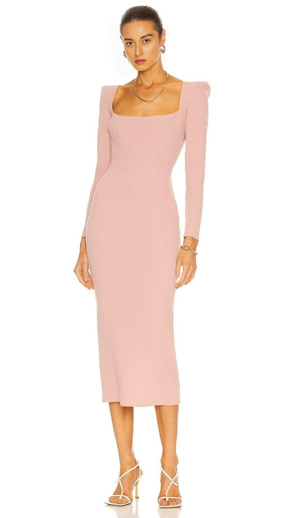 AIIZIE PINK LONG SLEEVE MIDI DRESS - product image