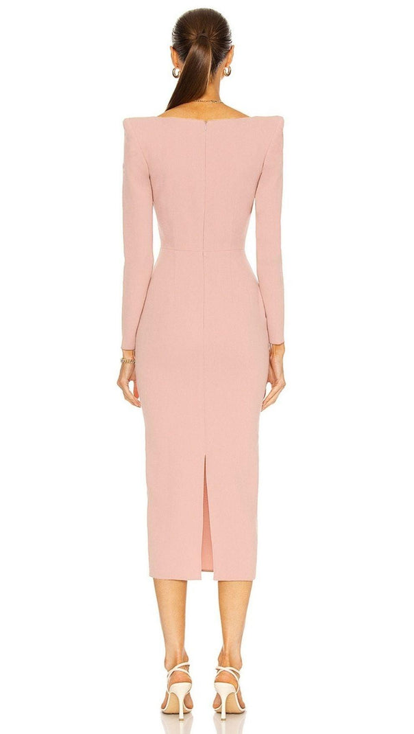 AIIZIE PINK LONG SLEEVE MIDI DRESS - product image