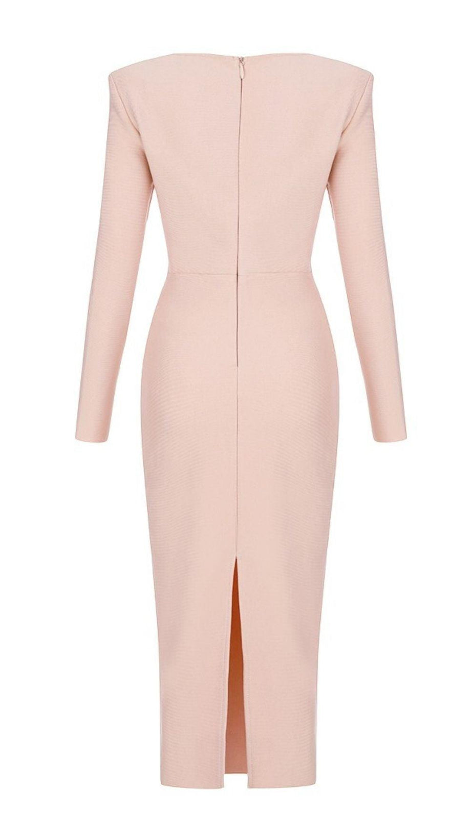 ABITO MIDI ROSA A MANICHE LUNGHE