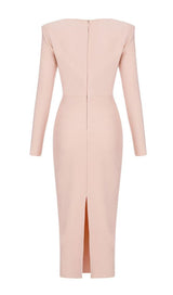 PINK LONG SLEEVE MIDI DRESS