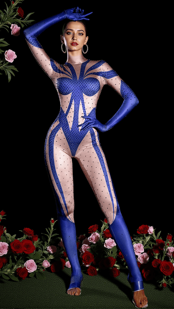 AIIZIE FLORIENNE DIAMOND MESH HIGHNECK JUMPSUIT - product image