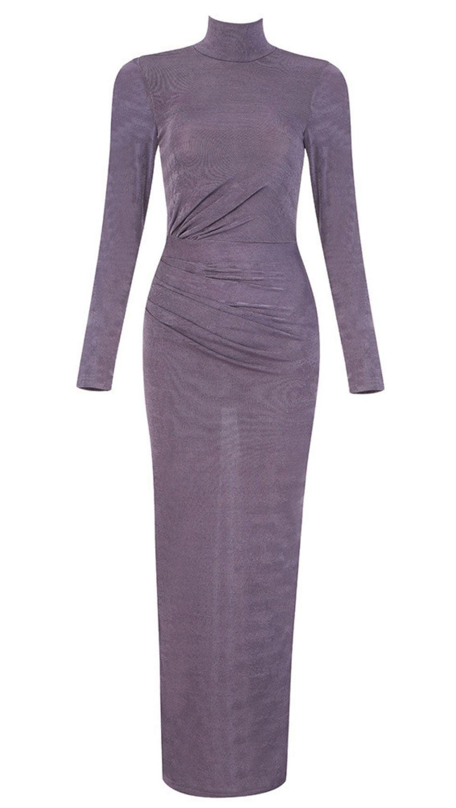 VIOLETT GERÄUCHERTES MAXIKLEID AUS STRICK