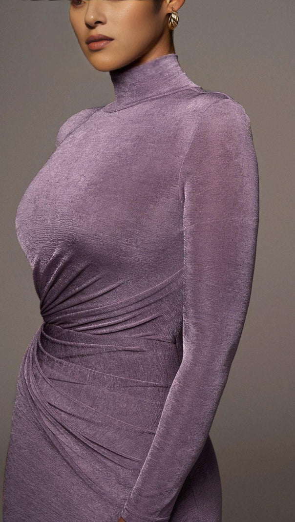 AIIZIE VIOLET RUCHED KNIT MAXI DRESS - product image