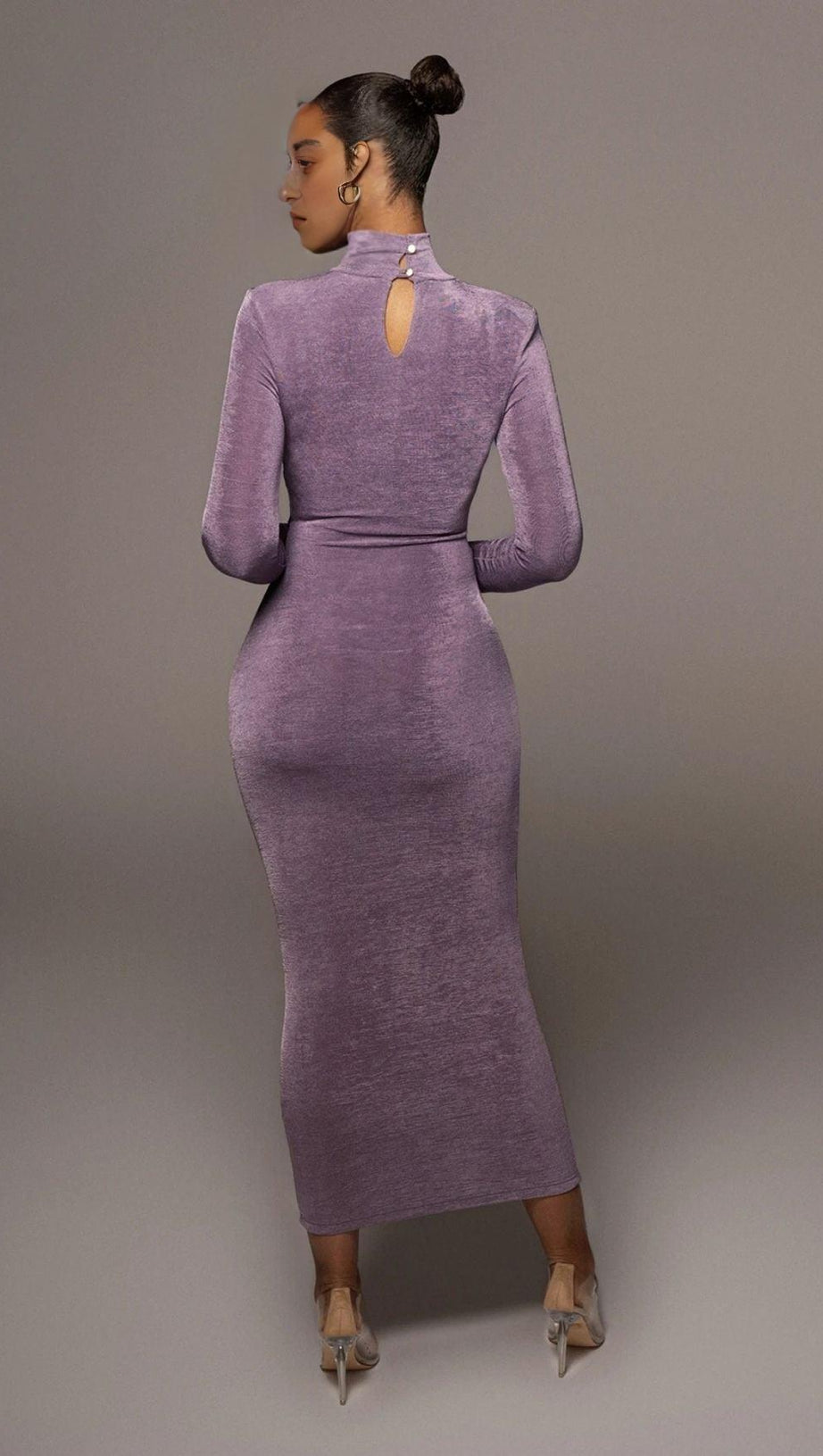 VIOLET RUCHED KNIT MAXI DRESS