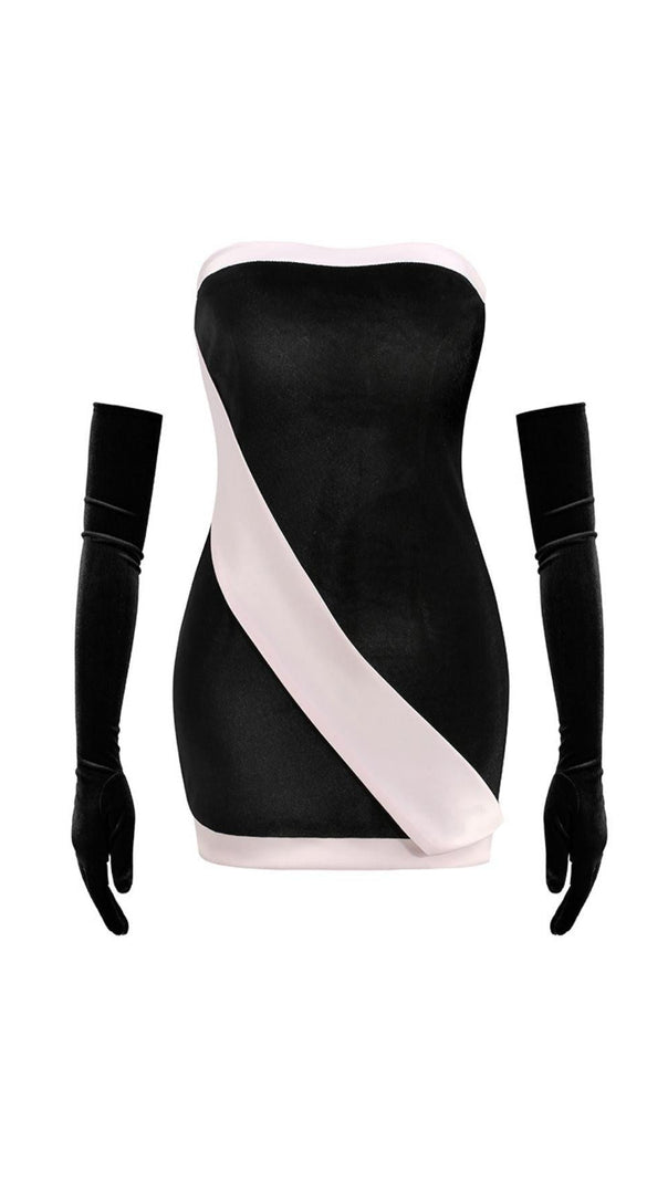AIIZIE BLACK VELVET BODYCON MINI DRESS - product image