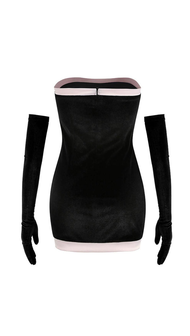 AIIZIE BLACK VELVET BODYCON MINI DRESS - product image
