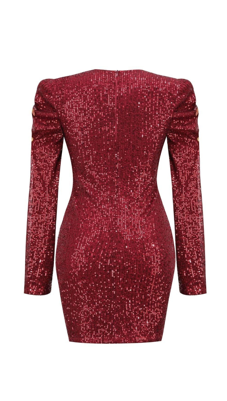 WINE RED SEQUIN BODYCON MINI DRESS