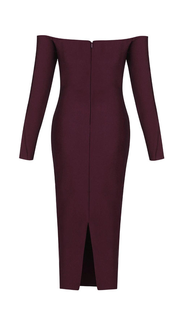 AIIZIE CHERRY STRAPLESS BANDAGE MIDI DRESS - product image