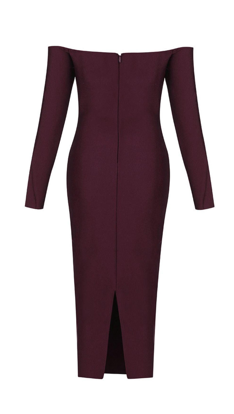 CHERRY STRAPLESS BANDAGE MIDI DRESS