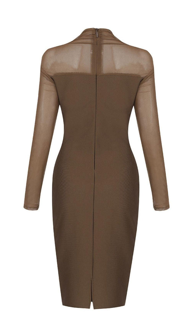 AIIZIE TAWNY YARN SLEEVE BANDAGE MIDI DRESS - product image