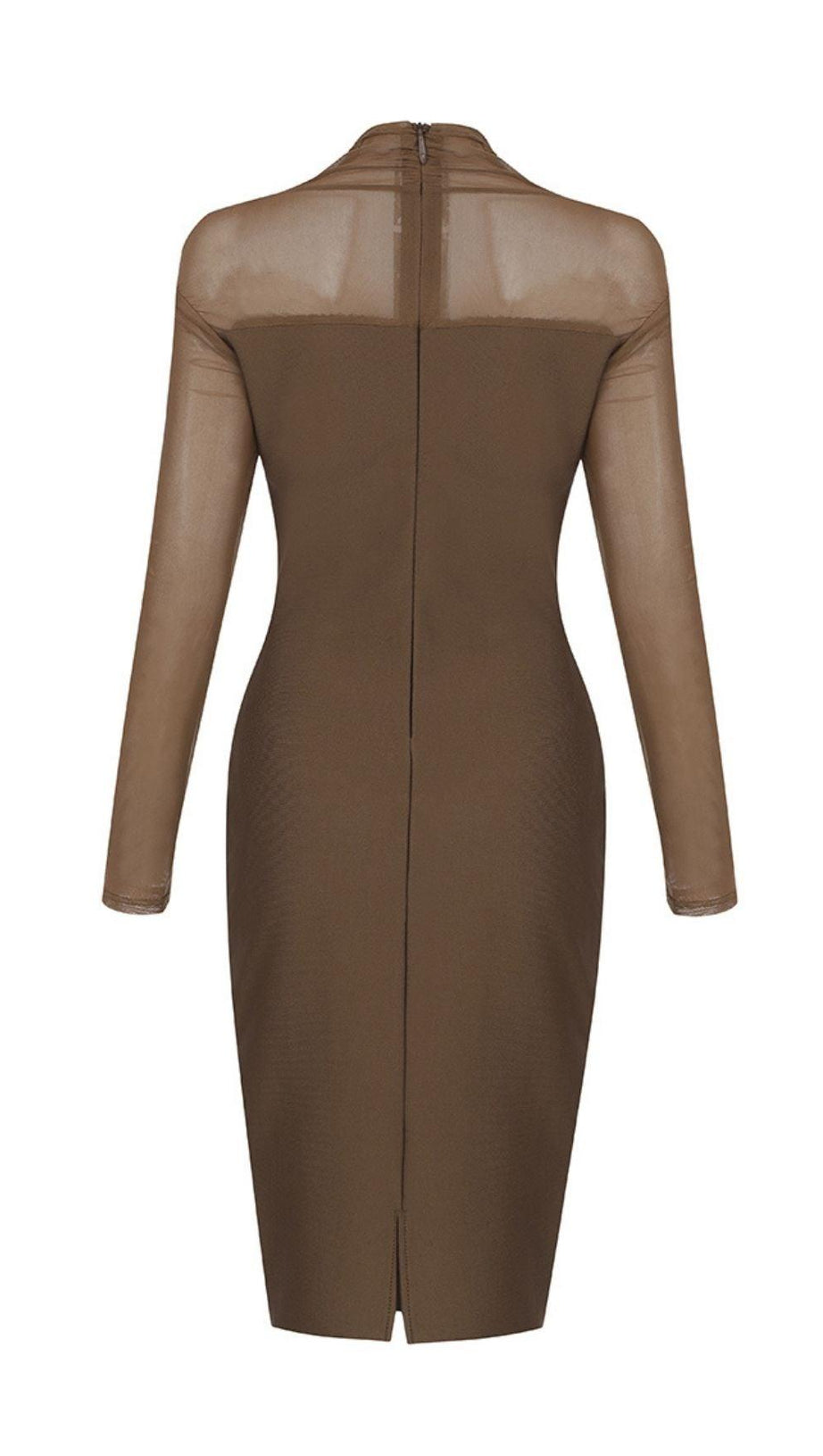 TAWNY YARN SLEEVE BANDAGE MIDI DRESS