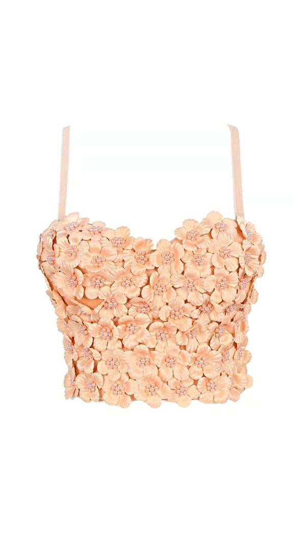 AIIZIE OLSC KHAKAI FLOWER CORSET TOP - product image