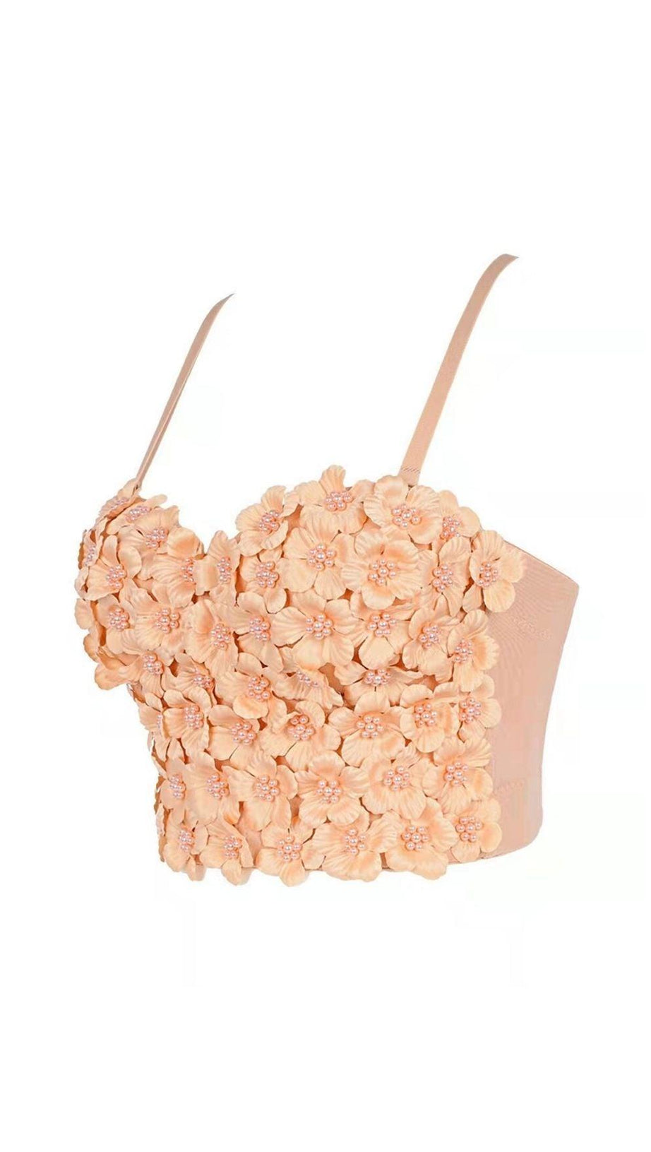 TOP CORSETTO CON FIORI IN CACHI OLSC