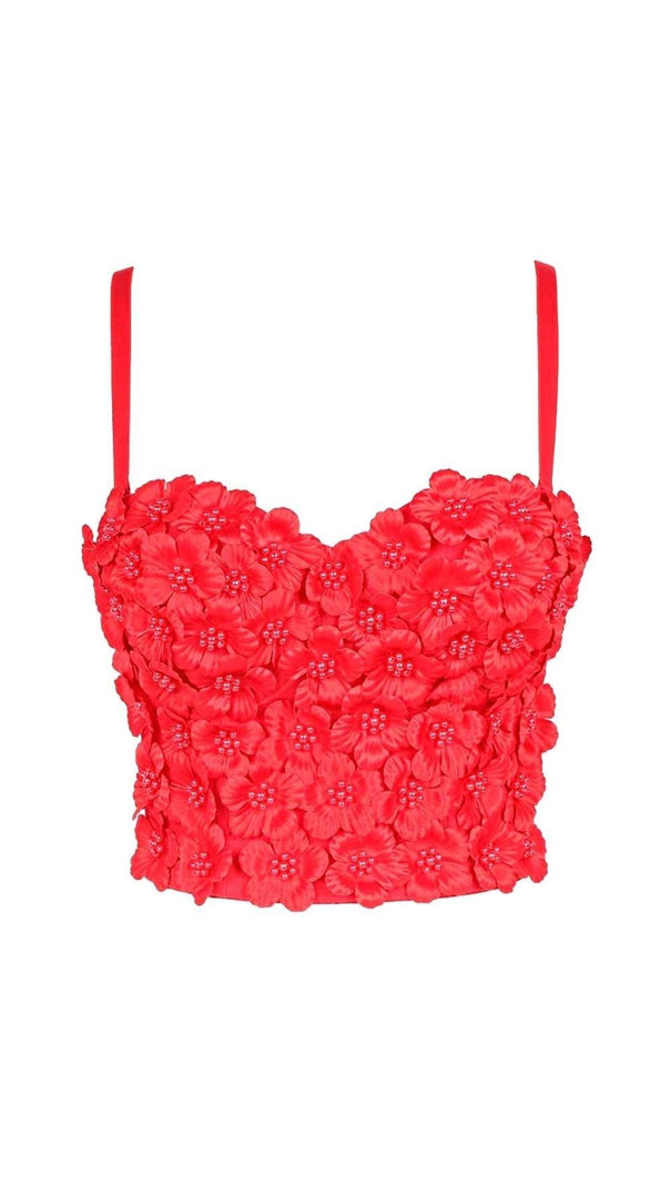 AIIZIE OLSC KHAKAI FLOWER CORSET TOP - product image