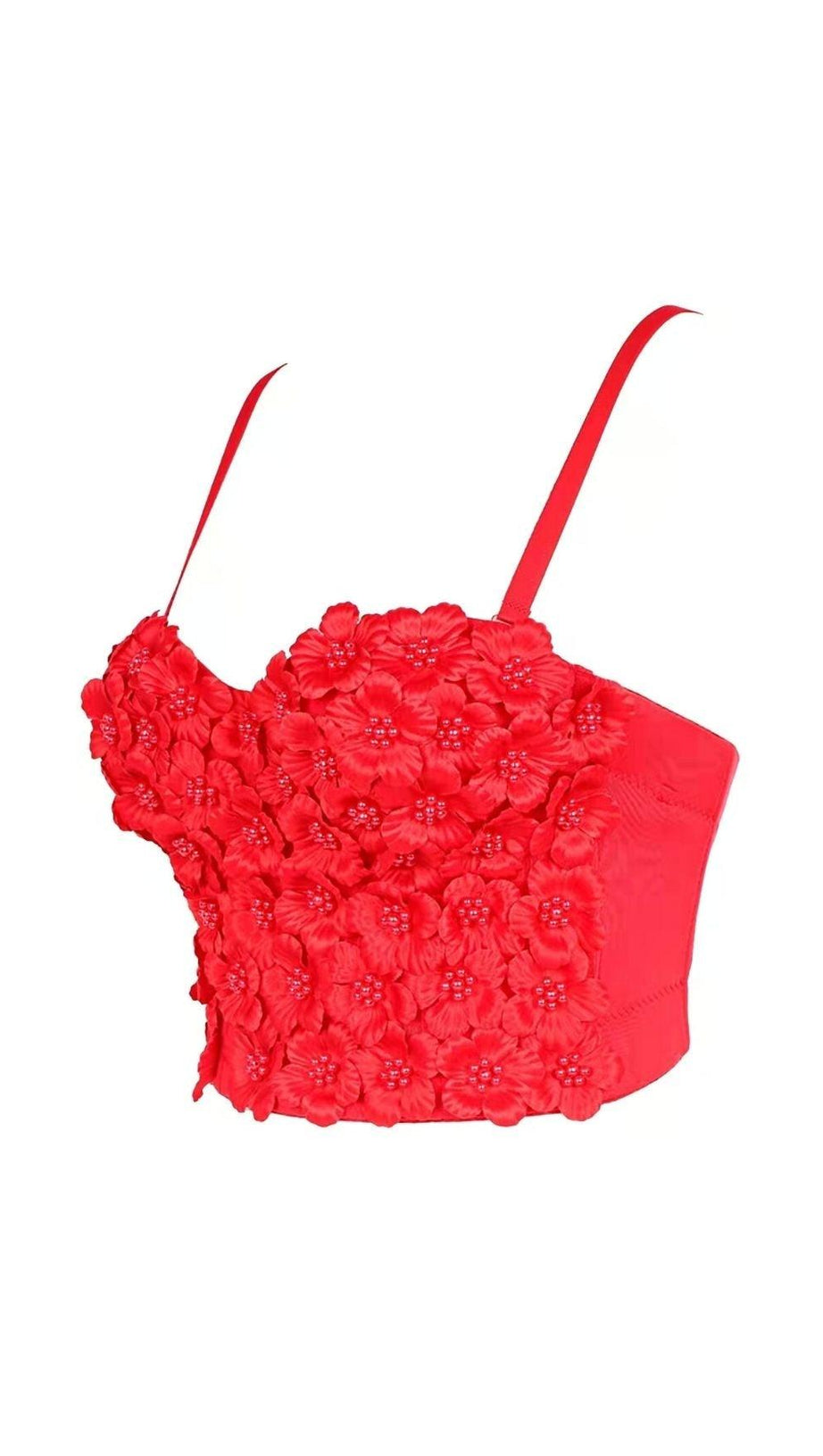 TOP CORSETTO CON FIORI IN CACHI OLSC