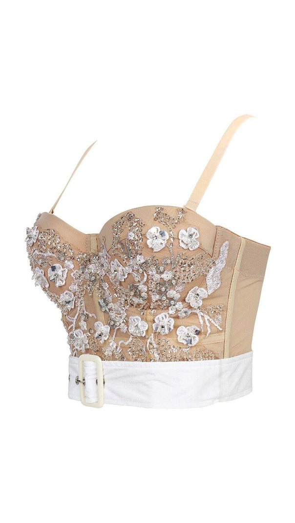 AIIZIE BEIGE EMBELLISHED BELT CORSET - product image