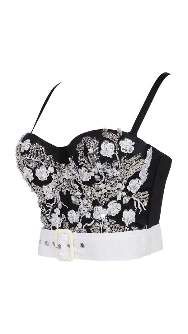 AIIZIE BEIGE EMBELLISHED BELT CORSET - product image