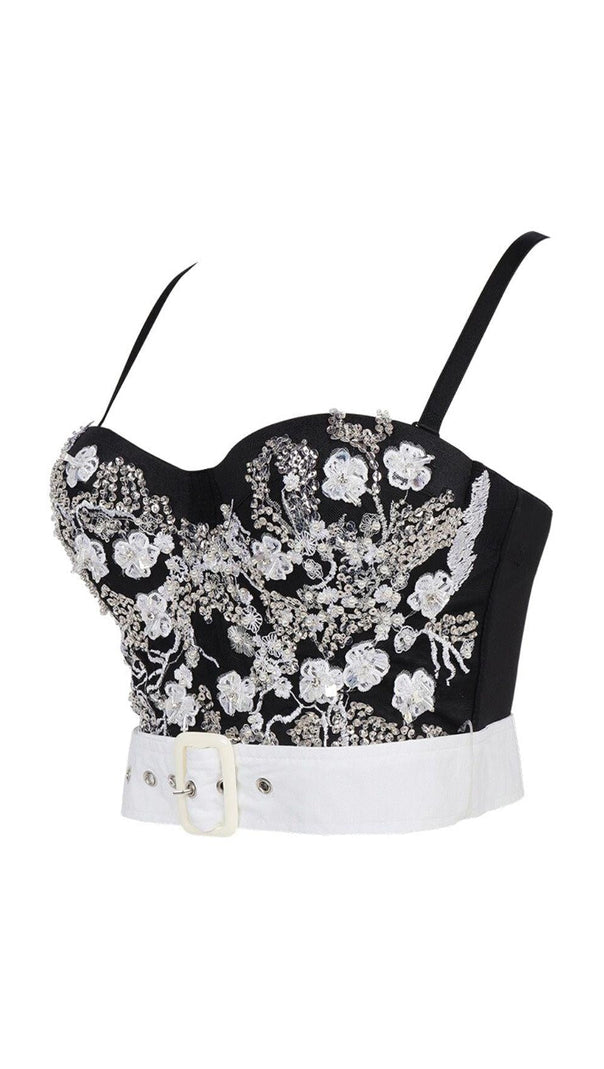 AIIZIE BLACK EMBELLISHED BELT CORSET - product image
