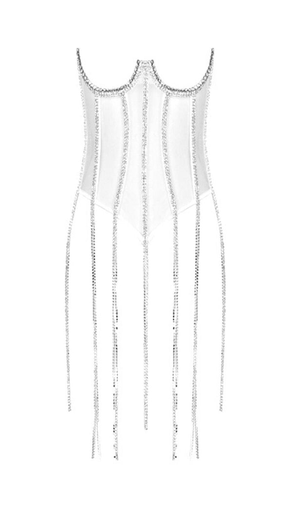 AIIZIE WHITE CRYSTAL TASSELS CORSET - product image