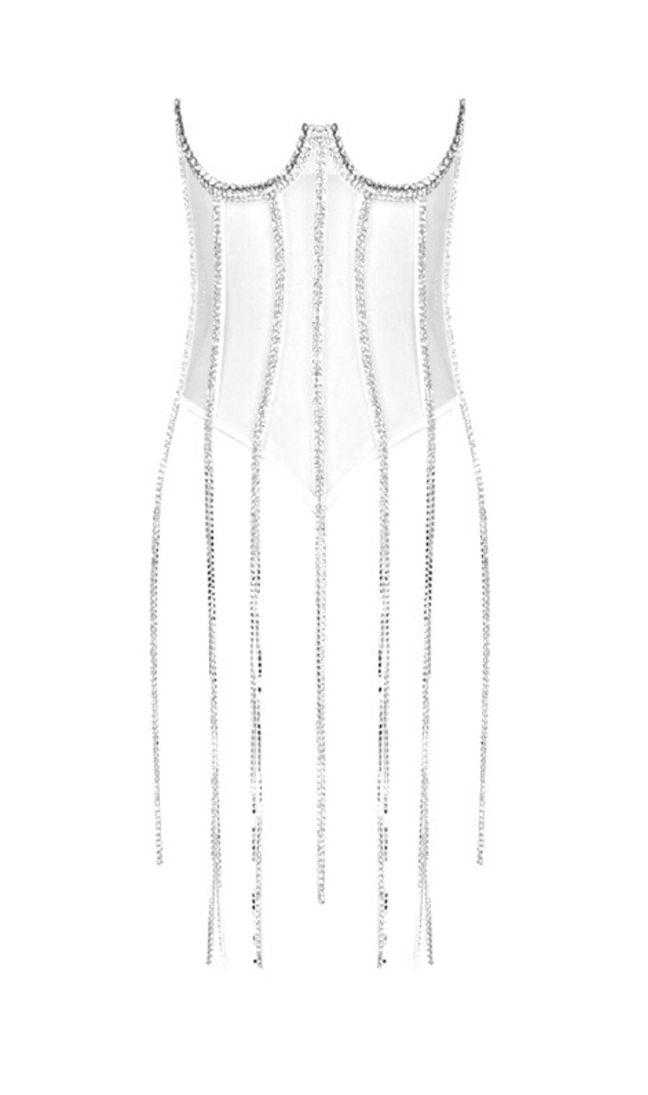 WHITE CRYSTAL TASSELS CORSET