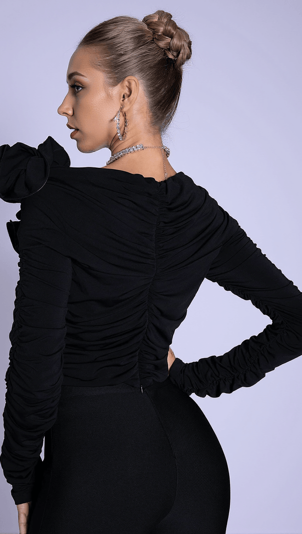 AIIZIE LORIE 3D FLORAL PLEAT CUTOUT TOP - product image